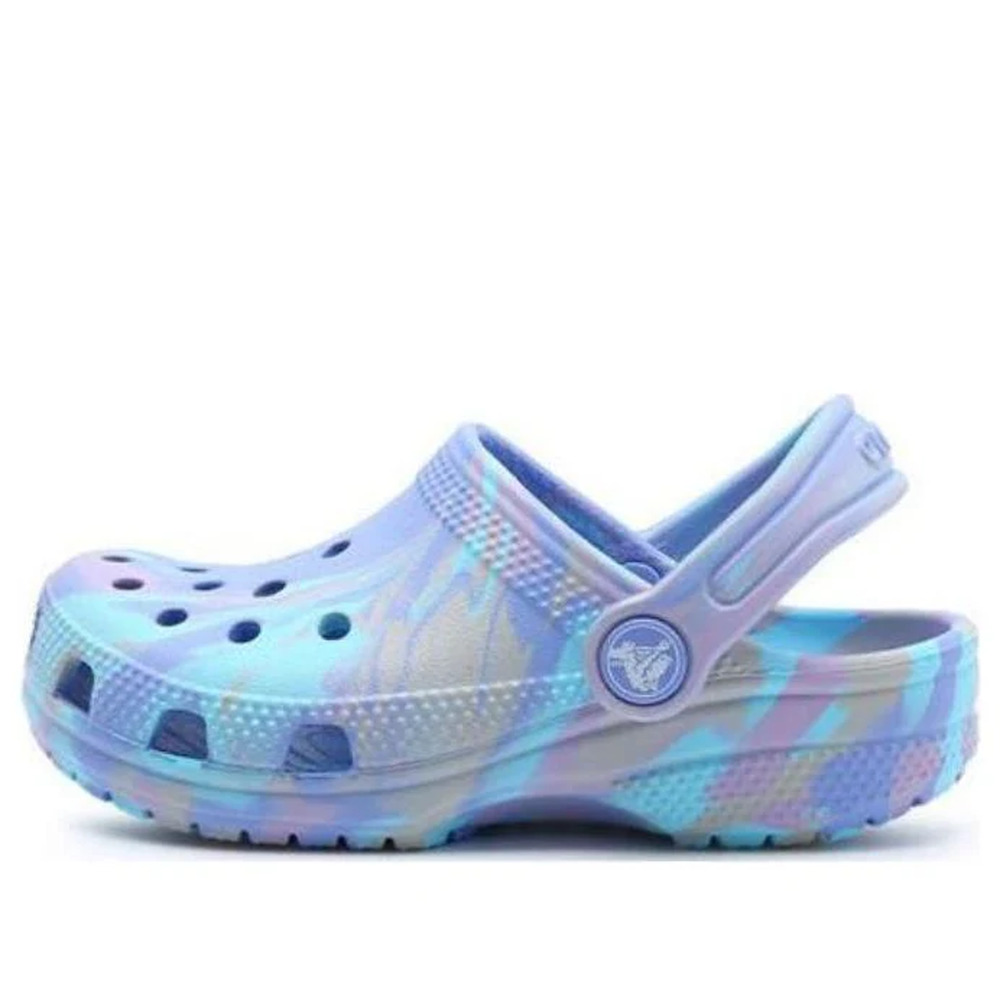 Crocs Classic Marbled Clogs Girls J1 Moon Jelly Multi Breathable Lightweight